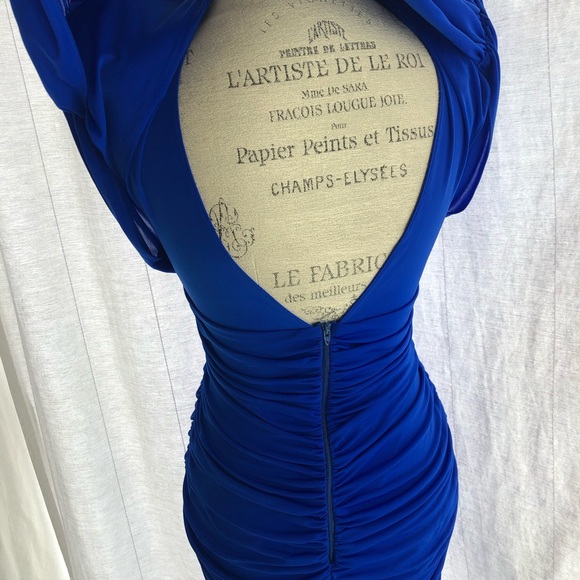 Vintage Sequin Neckline Ruched Shoulder Padded Midi Dress - Picture 11 of 15